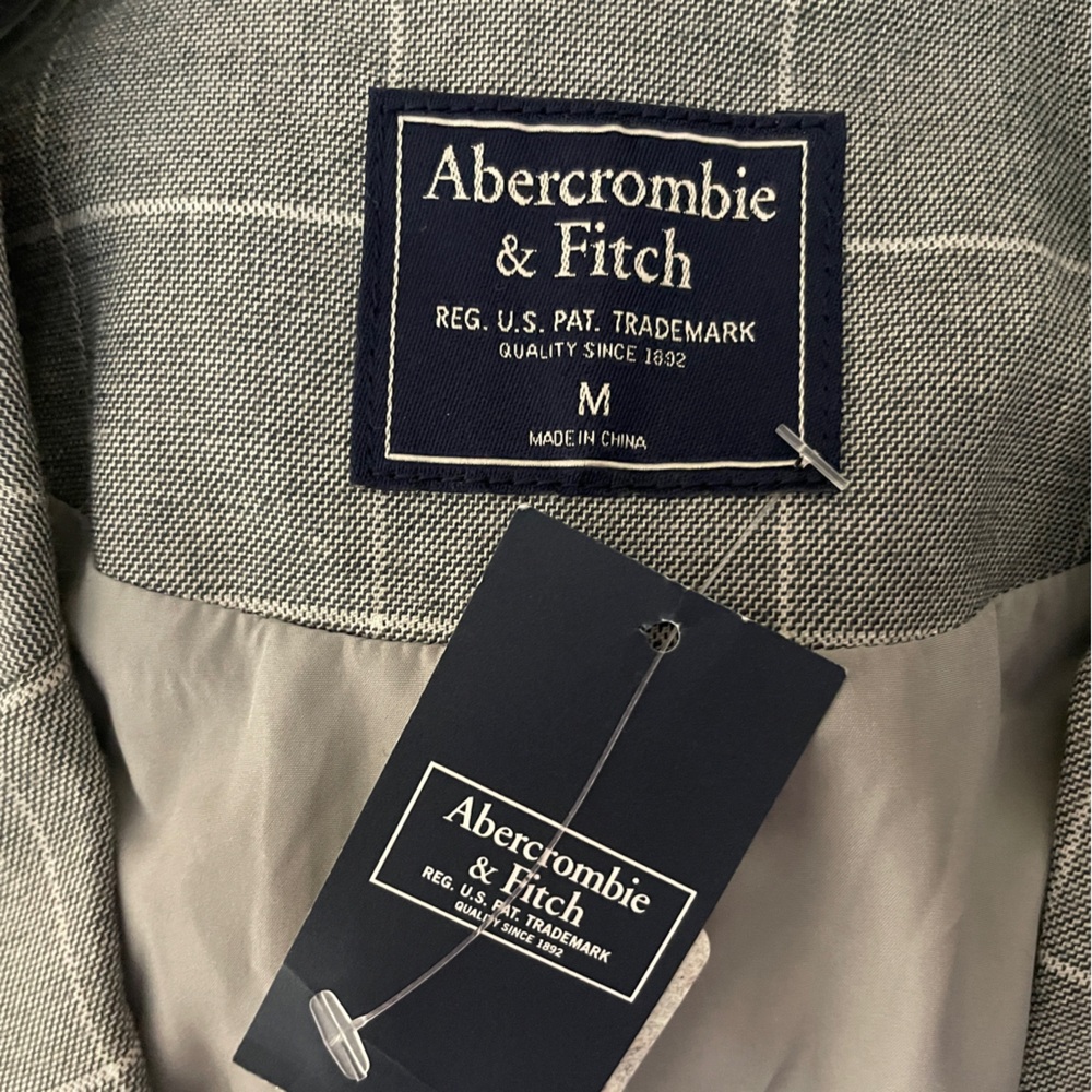 Abercrombie & Fitch Plaid Boyfriend Blazer Jacket Medium Stretch NWT Office - Picture 7 of 9
